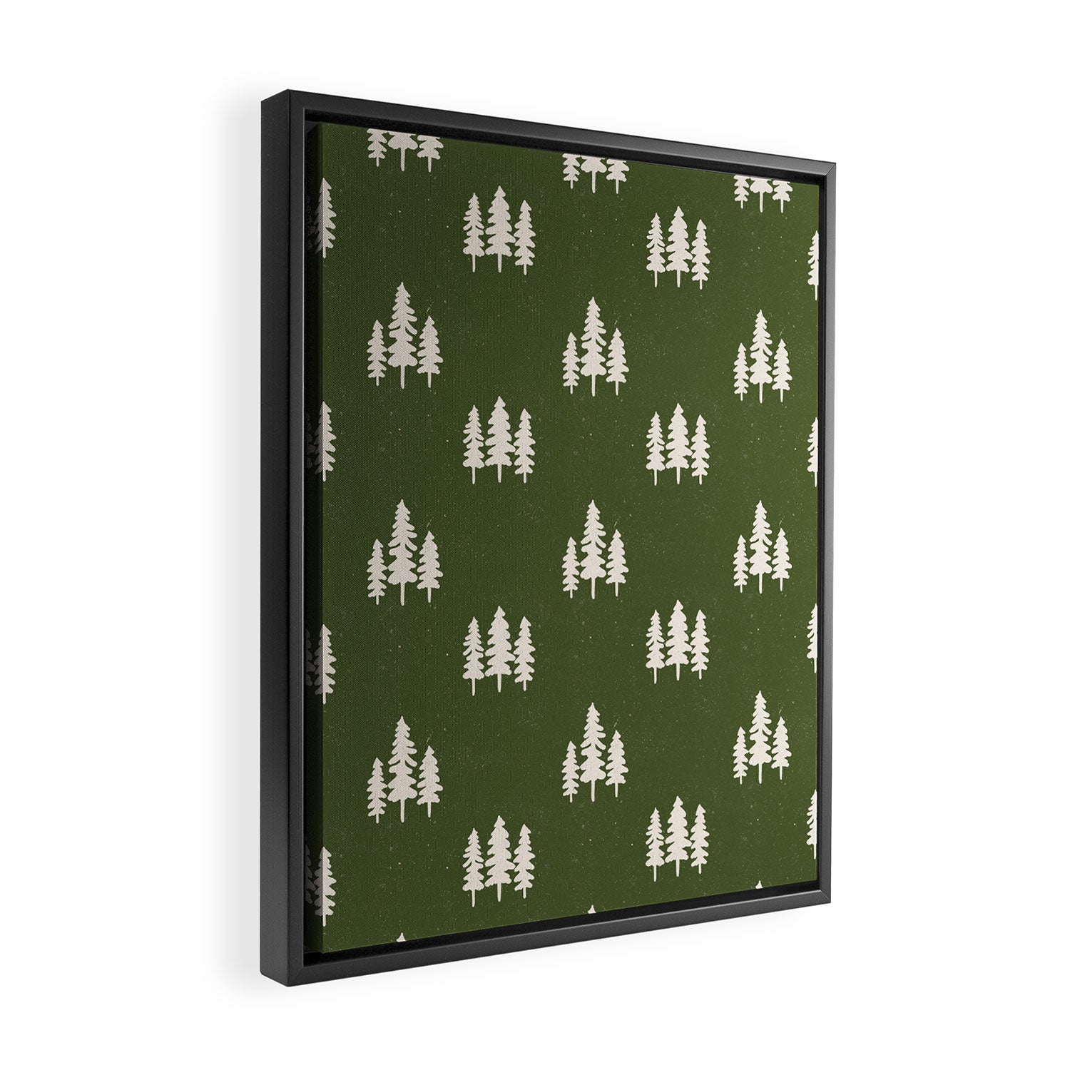 Forest Green Pines Trees Wanderlust Pattern Framed Canvas Print Gallery Image 2