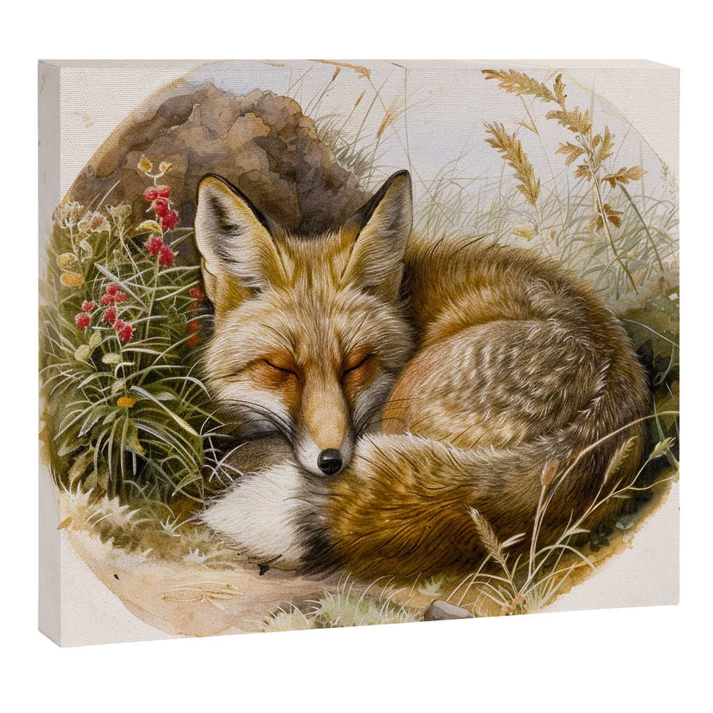 Fox Sleeping Vintage Illustration Canvas Print Gallery Image 12