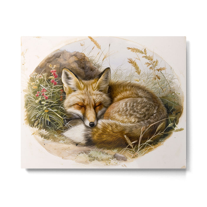 Fox Sleeping Vintage Illustration Metal Print Gallery Image 1