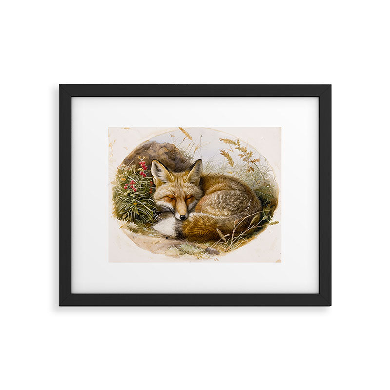 Fox Sleeping Vintage Illustration Framed Art Print Gallery Image 5