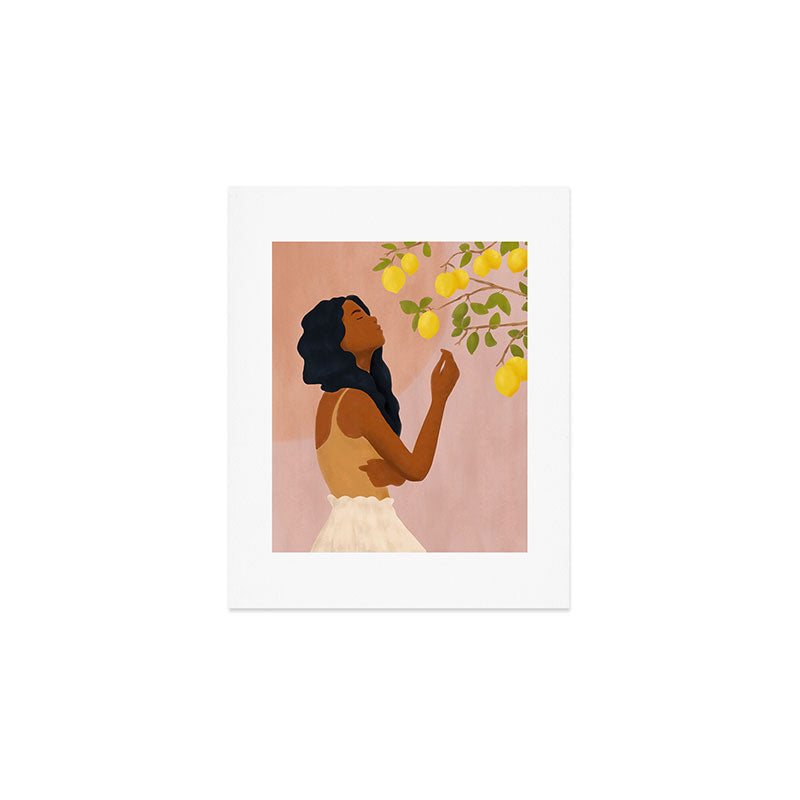 Girl and Her Lemons Art Print Gallery Image 1