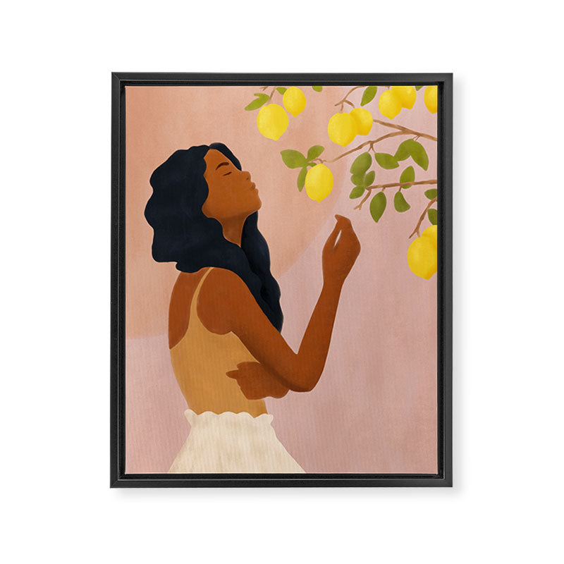Girl and Her Lemons Framed Canvas Print Gallery Image 6