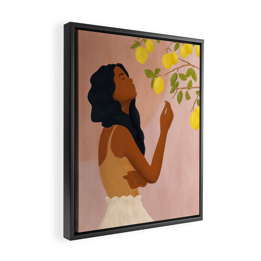 Girl and Her Lemons Framed Canvas Print Gallery Image 2