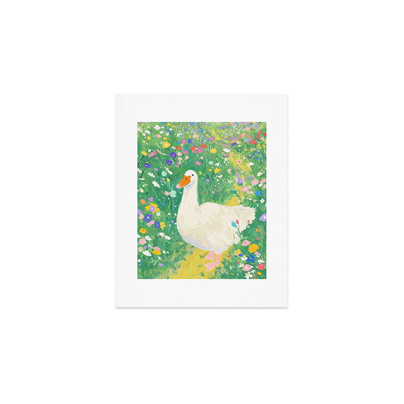 Goose Wildflower Cute Art Print Gallery Image 1