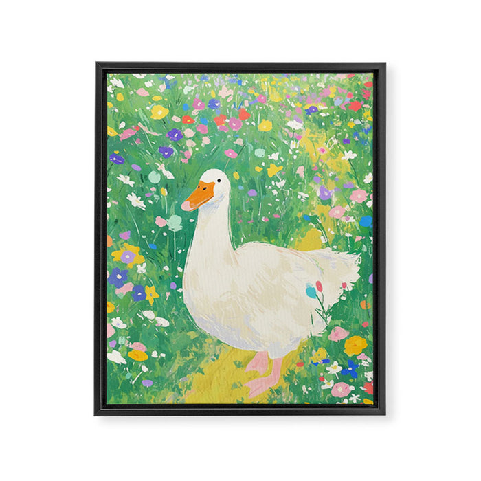 Goose Wildflower Cute Framed Canvas Print Gallery Image 1