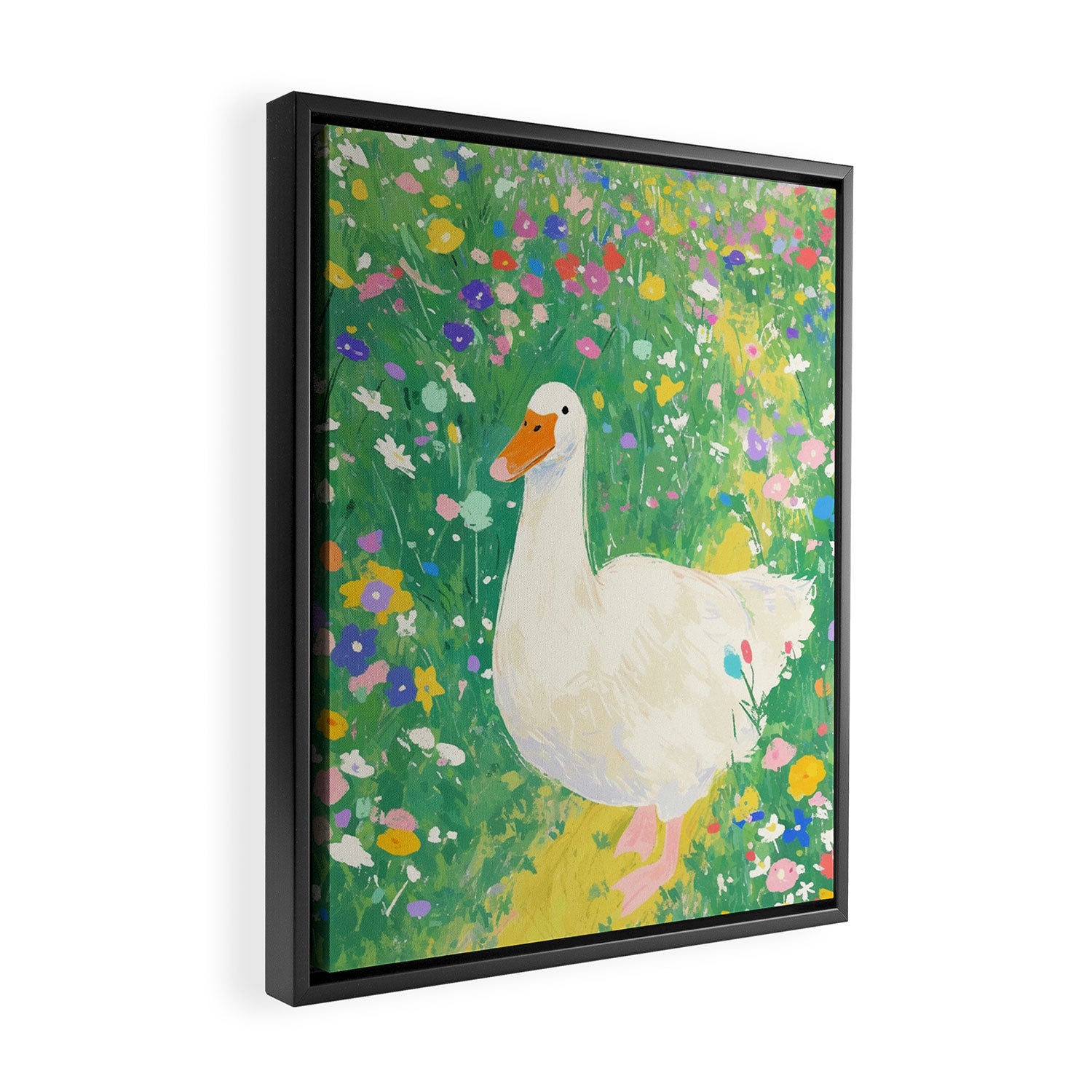 Goose Wildflower Cute Framed Canvas Print Gallery Image 2