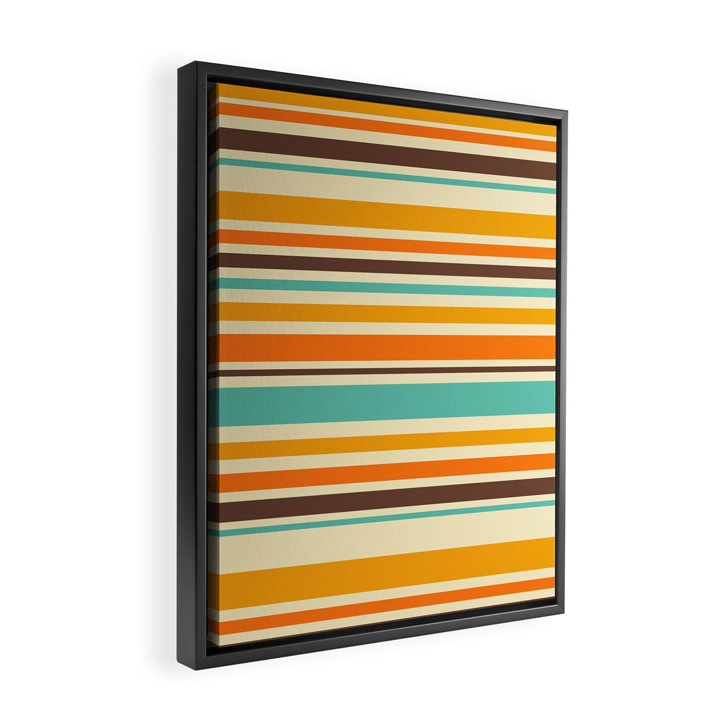 Groovy Retro 70s Stripes Geometric Pattern Framed Canvas Print Gallery Image 2
