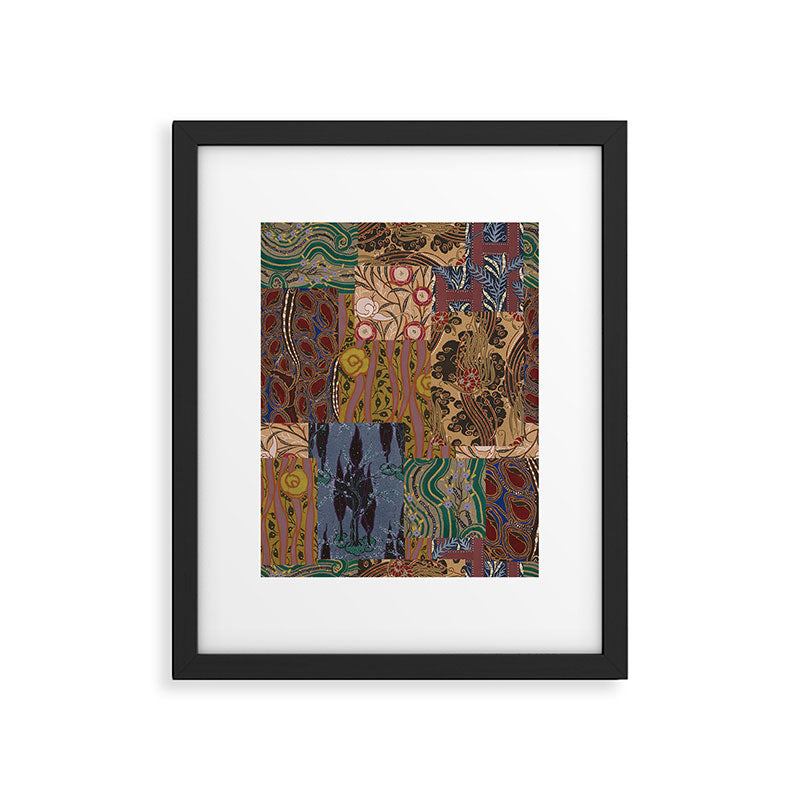 Heritage Patchwork Abstract Collage - Natural Motif Layers Framed Art Print Gallery Image 5