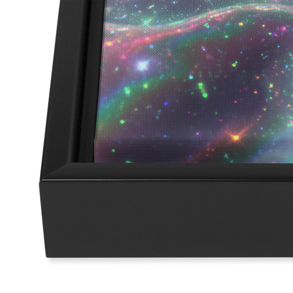 Holographic Cosmic Sparkle Dreamscape Iridescent Galaxy Fantasy Framed Canvas Print Gallery Image 3