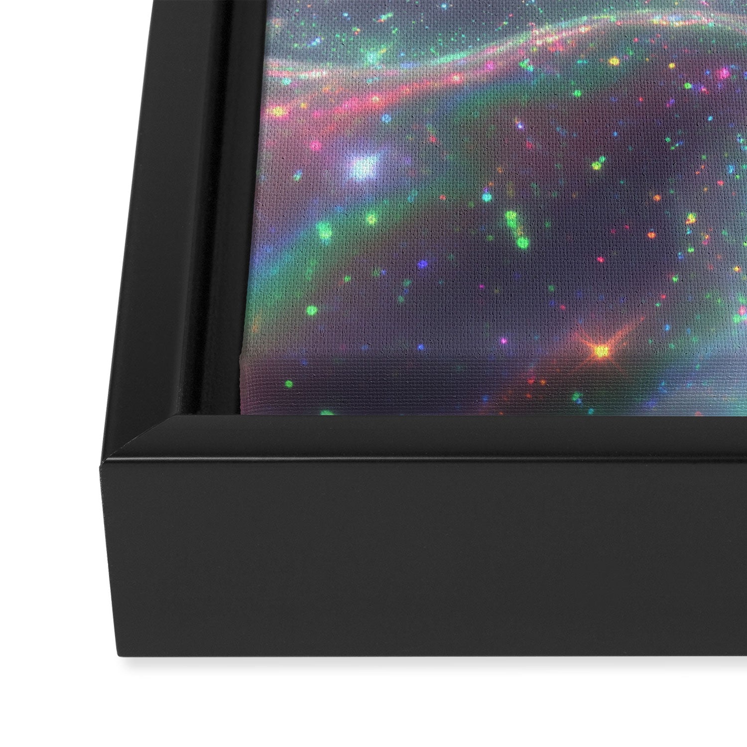Holographic Cosmic Sparkle Dreamscape Iridescent Galaxy Fantasy Framed Canvas Print Gallery Image 3