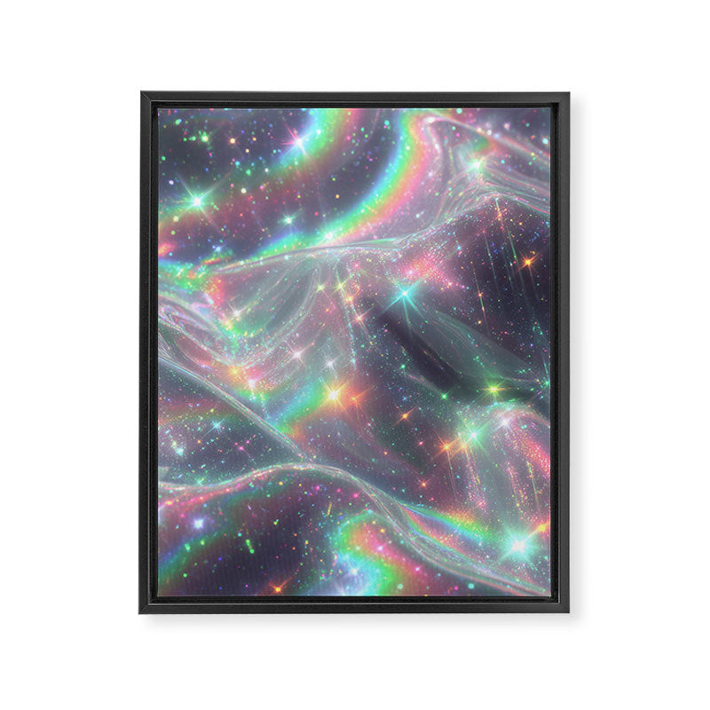 Holographic Cosmic Sparkle Dreamscape Iridescent Galaxy Fantasy Framed Canvas Print Gallery Image 6