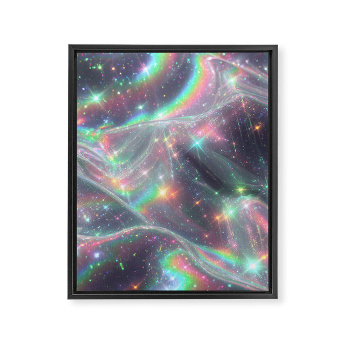 Holographic Cosmic Sparkle Dreamscape Iridescent Galaxy Fantasy Framed Canvas Print Gallery Image 1