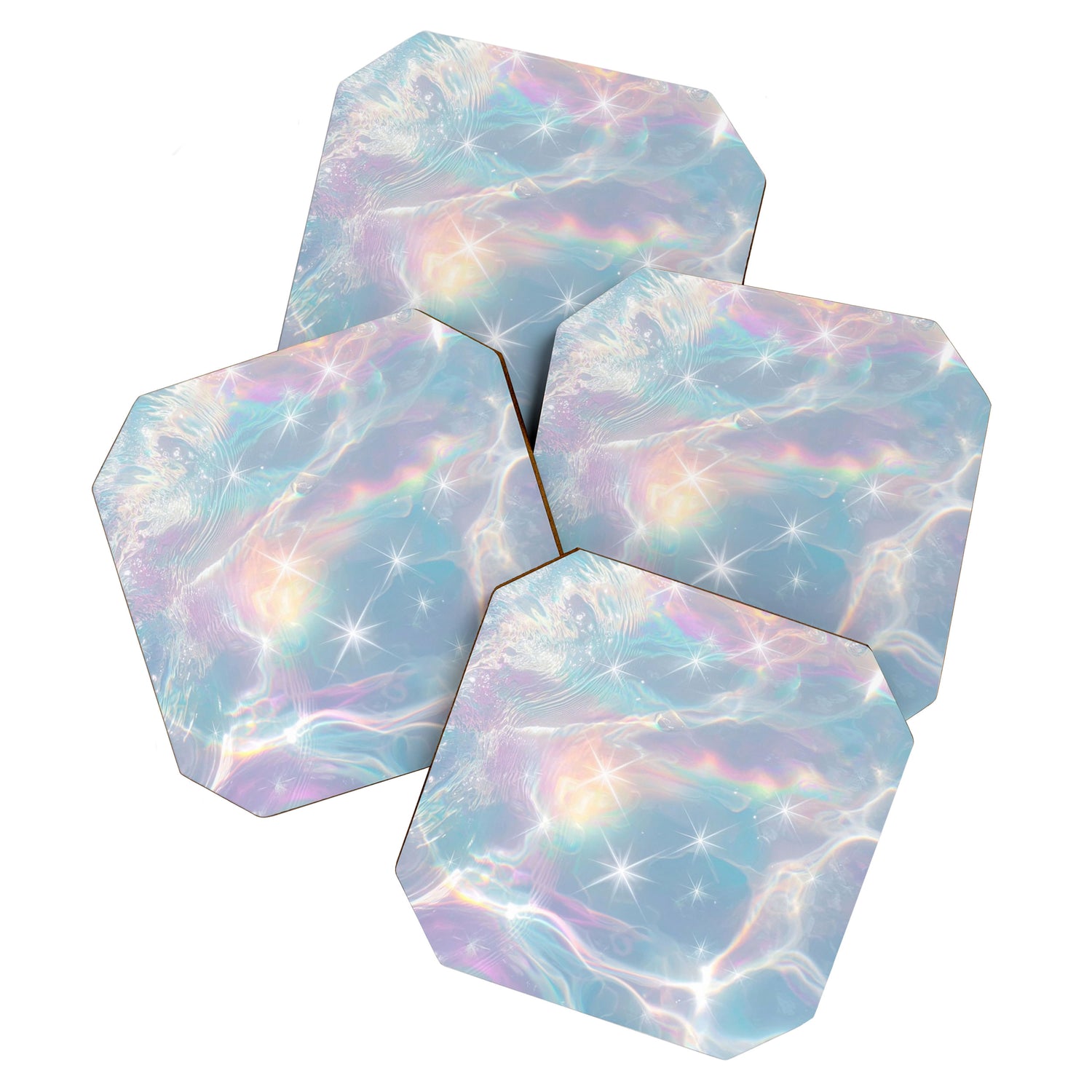 Iridescent Water Glow with Pastel Sparkle Reflections Coaster Gallery Image 1