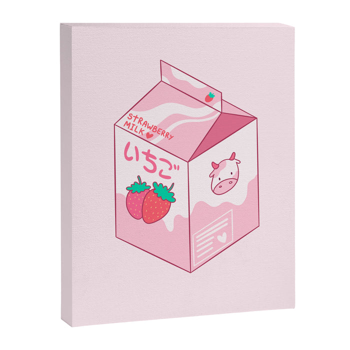 Kawaii Strawberry Milk Shake Canvas Print Gallery Image 1
