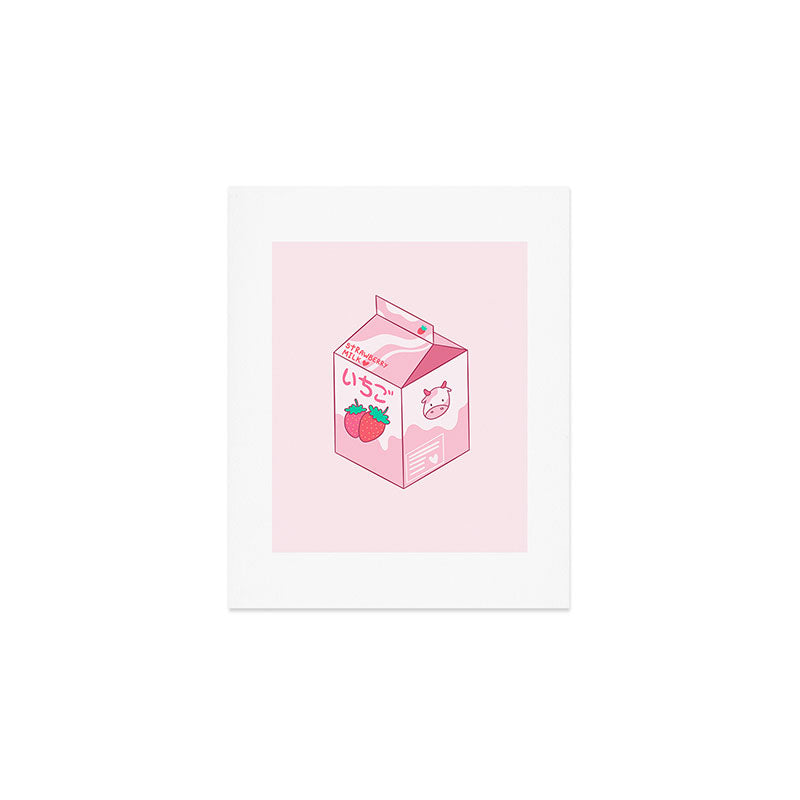 Kawaii Strawberry Milk Shake Art Print Gallery Image 1