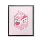 Kawaii Strawberry Milk Shake Framed Canvas Print Gallery Image 8