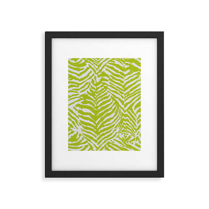 Lime Zest Zebra Pattern Framed Art Print Gallery Image 1