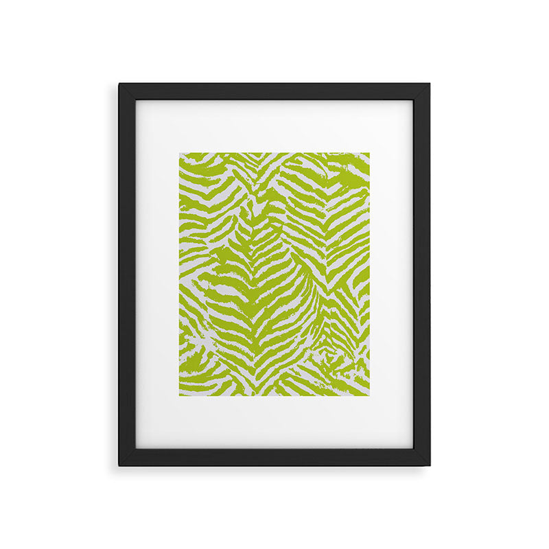 Lime Zest Zebra Pattern Framed Art Print Gallery Image 5