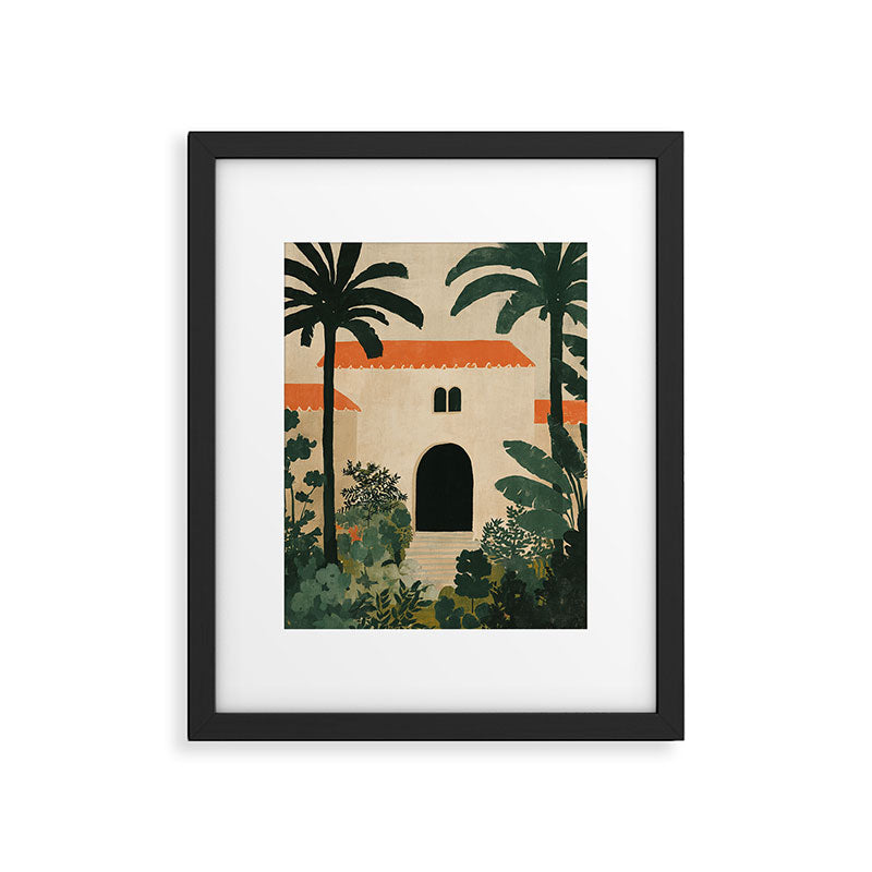 Mediterranean Villa with Lush Garden Vintage Architecture Framed Art Print Gallery Image 5