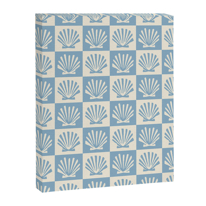 Minimal Coastal Checkerboard with Seashell Motif Canvas Print Gallery Image 1