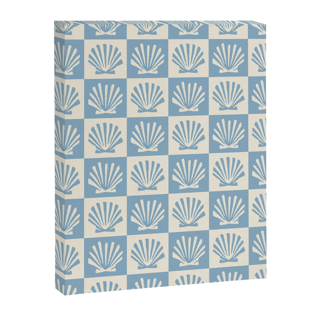 Minimal Coastal Checkerboard with Seashell Motif Canvas Print Gallery Image 8