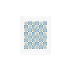 Minimal Coastal Checkerboard with Seashell Motif Art Print Gallery Image 1