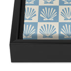 Minimal Coastal Checkerboard with Seashell Motif Framed Canvas Print Gallery Image 3