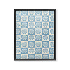 Minimal Coastal Checkerboard with Seashell Motif Framed Canvas Print Gallery Image 8