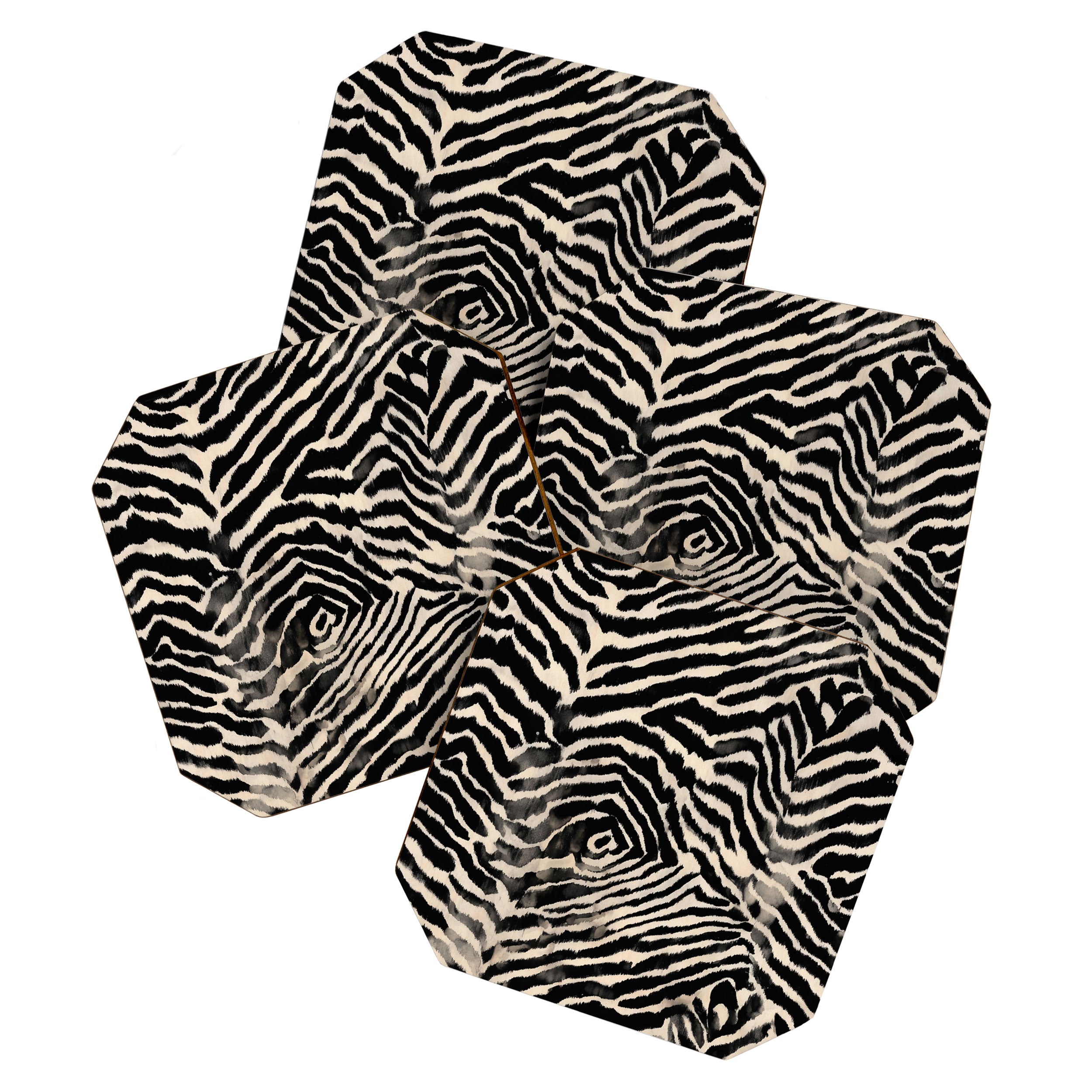 Modern Zebra Print Bold Monochrome Animal Pattern Abstract Jungle Coaster Gallery Image 1