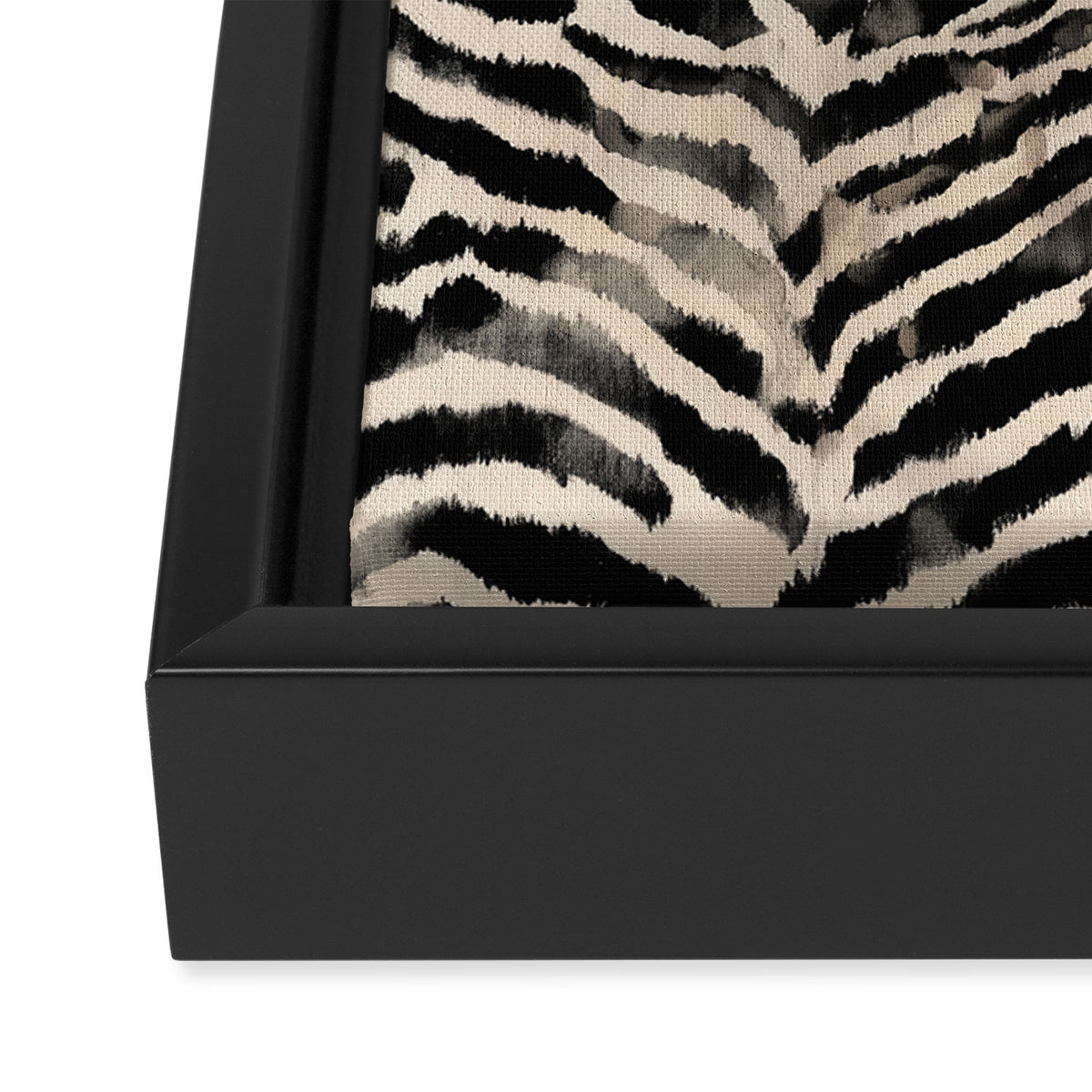 Modern Zebra Print Bold Monochrome Animal Pattern Abstract Jungle Framed Canvas Print Gallery Image 3