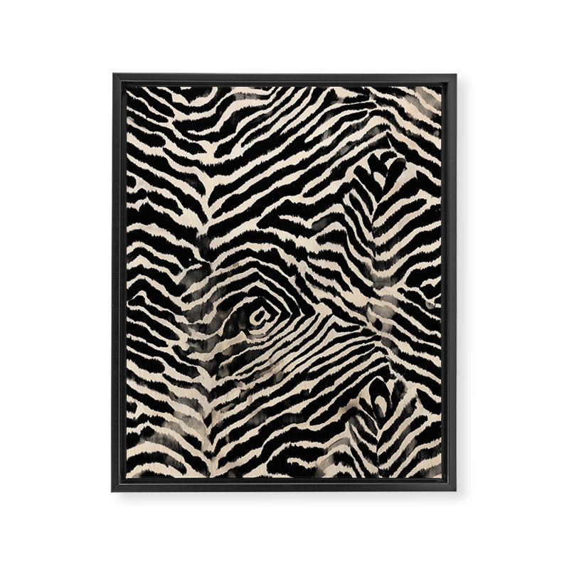 Modern Zebra Print Bold Monochrome Animal Pattern Abstract Jungle Framed Canvas Print Gallery Image 6