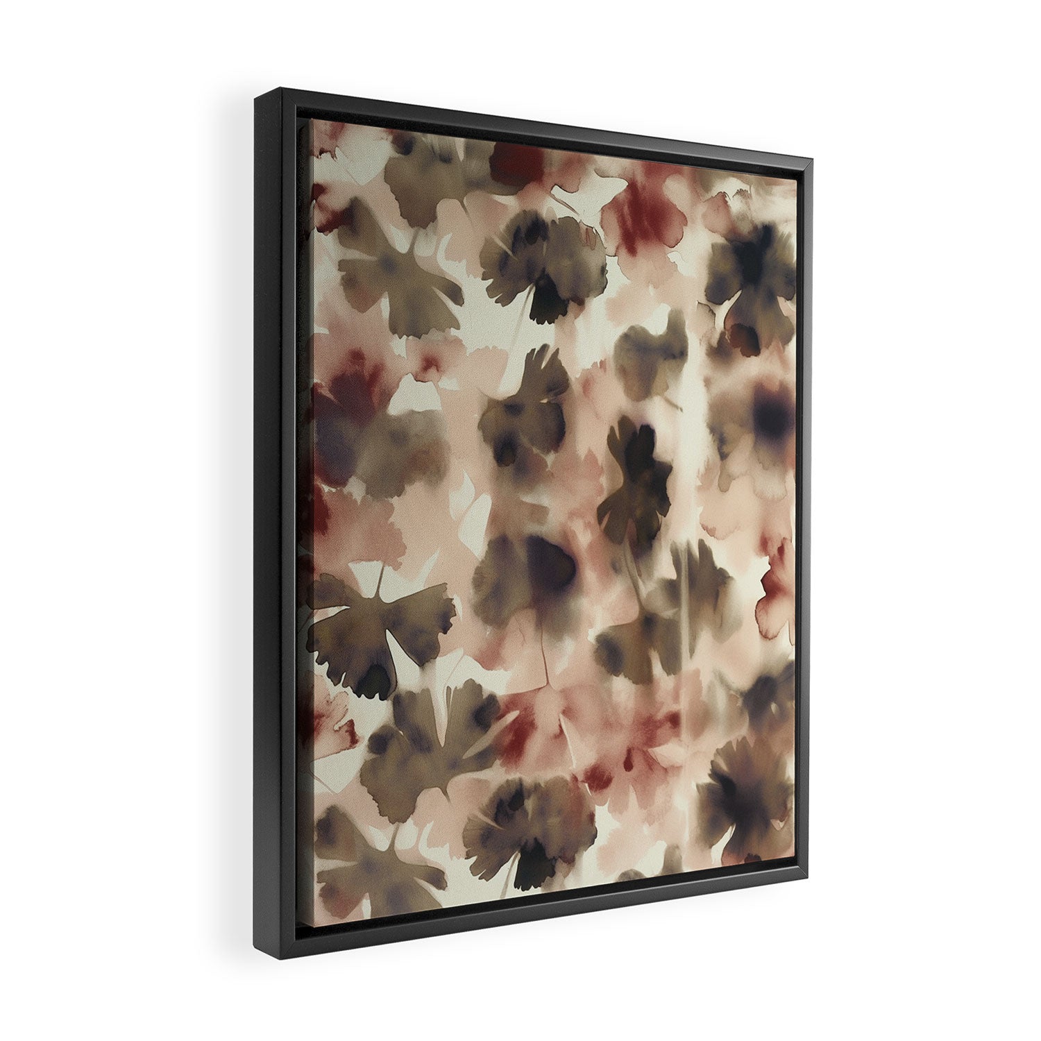 Moody Ginkgo Leaves Soft Abstract Botanical in Warm Autumn Tones Framed Canvas Print Gallery Image 2