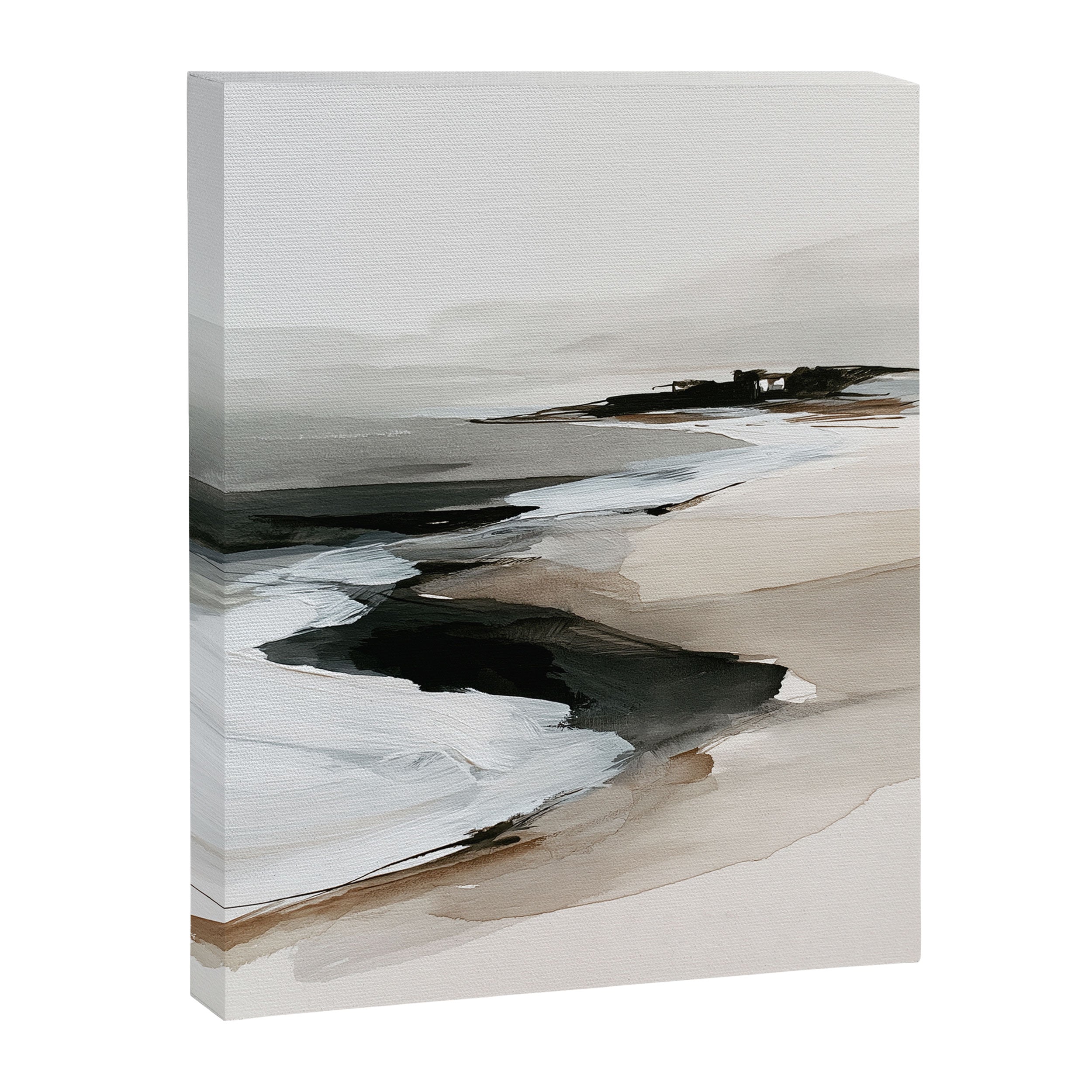 Neutral Coastal Seascape Minimal Landscape Canvas Print Gallery Image 6