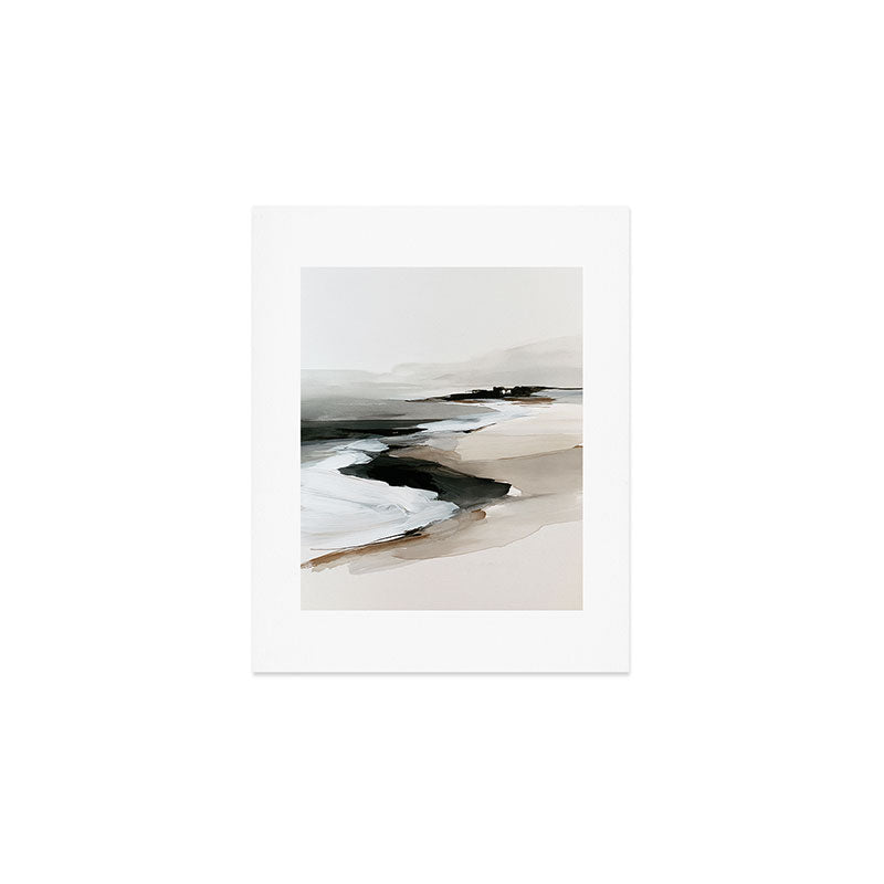 Neutral Coastal Seascape Minimal Landscape Art Print Gallery Image 1