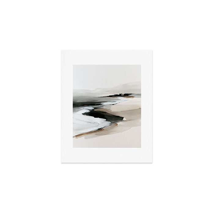Neutral Coastal Seascape Minimal Landscape Art Print Gallery Image 1