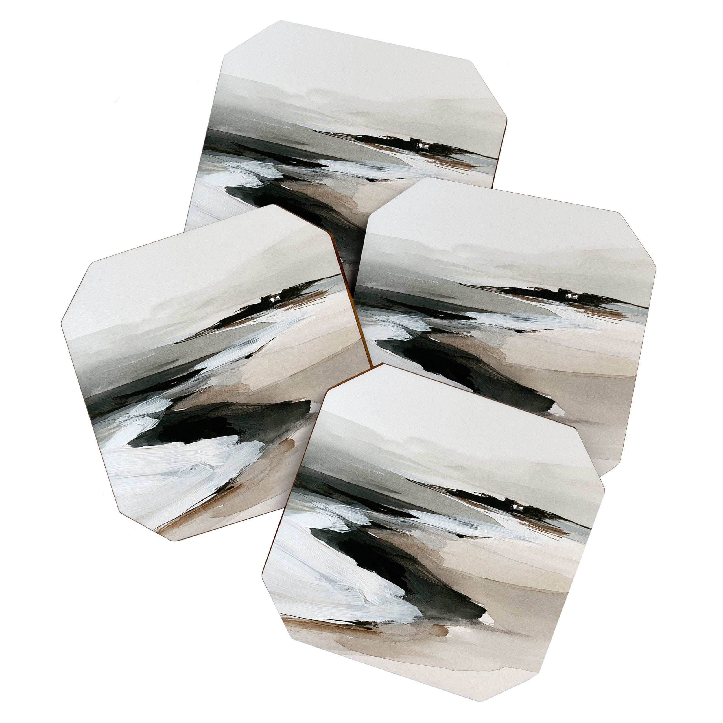 Neutral Coastal Seascape Minimal Landscape Coaster Gallery Image 1