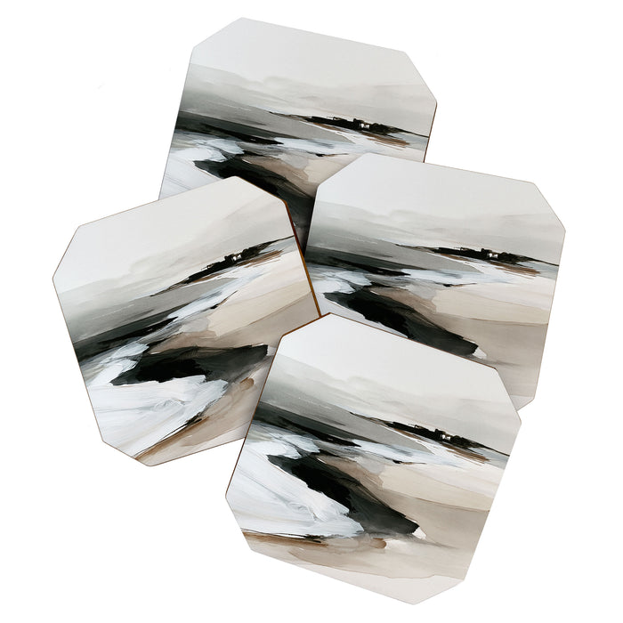 Neutral Coastal Seascape Minimal Landscape Coaster Gallery Image 1