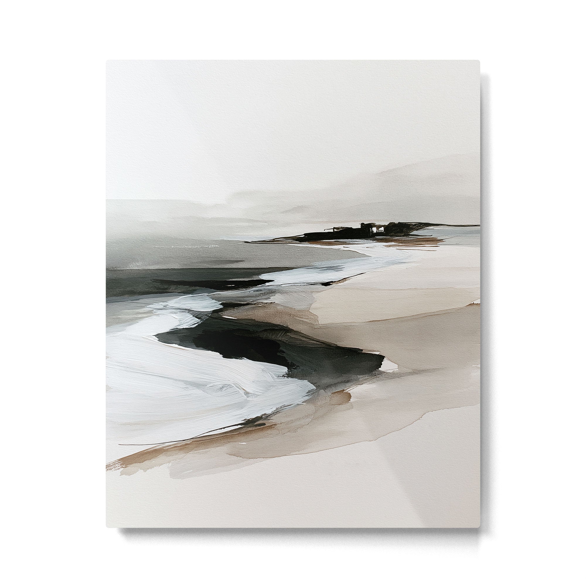 Neutral Coastal Seascape Minimal Landscape Metal Print Gallery Image 4