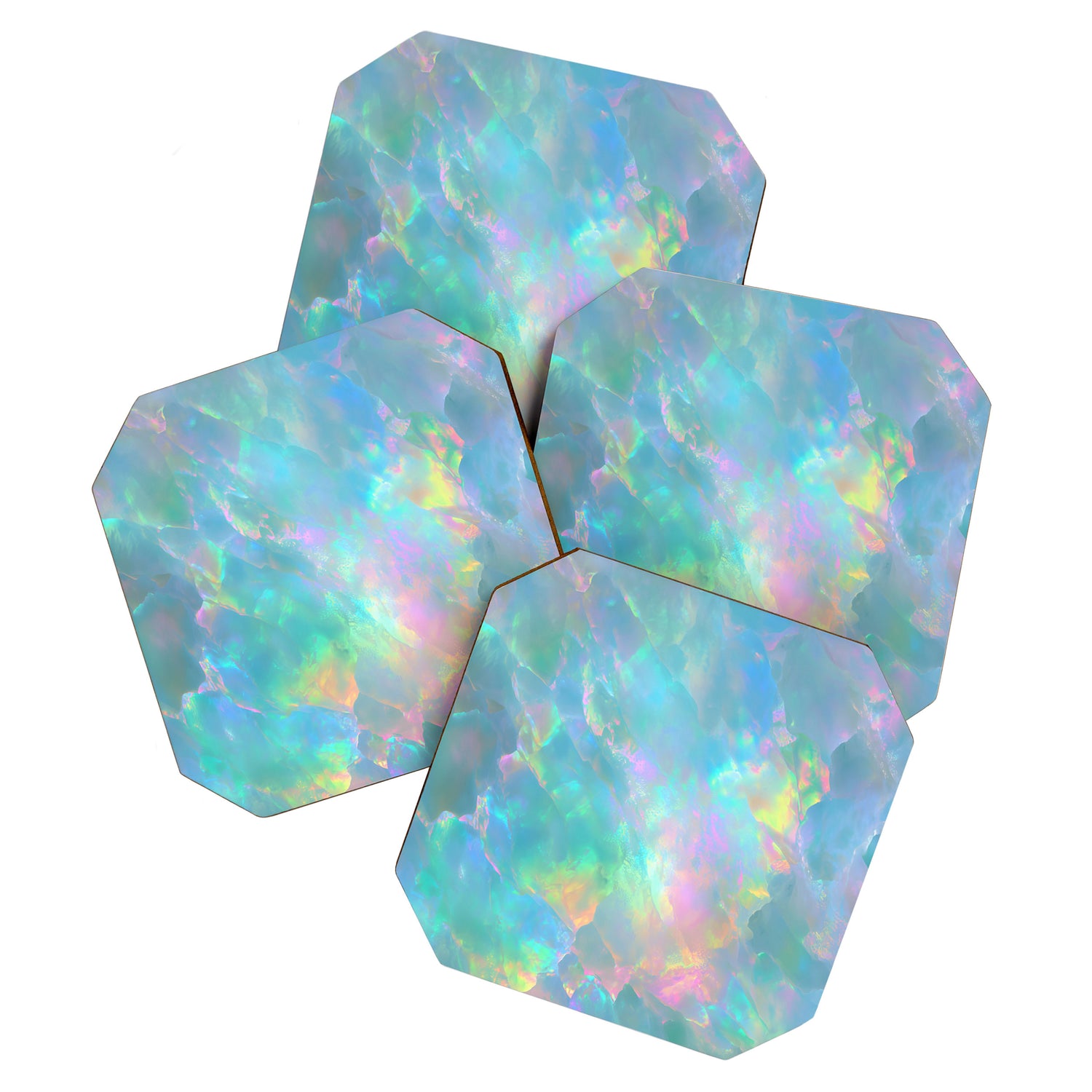 Opal Iridescent Dream Holographic Gemstone-Inspired Pastel Pattern Coaster Gallery Image 1
