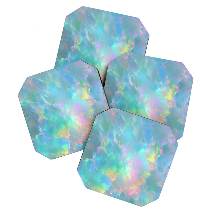 Opal Iridescent Dream Holographic Gemstone-Inspired Pastel Pattern Coaster Gallery Image 1