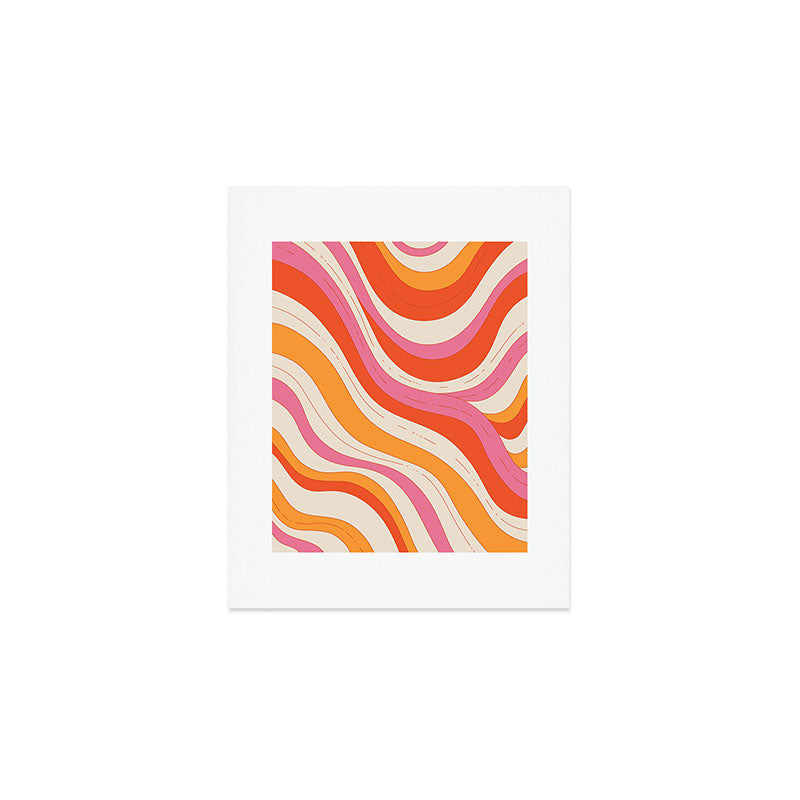 Orange Pink Abstract Retro 70s Art Print Gallery Image 1