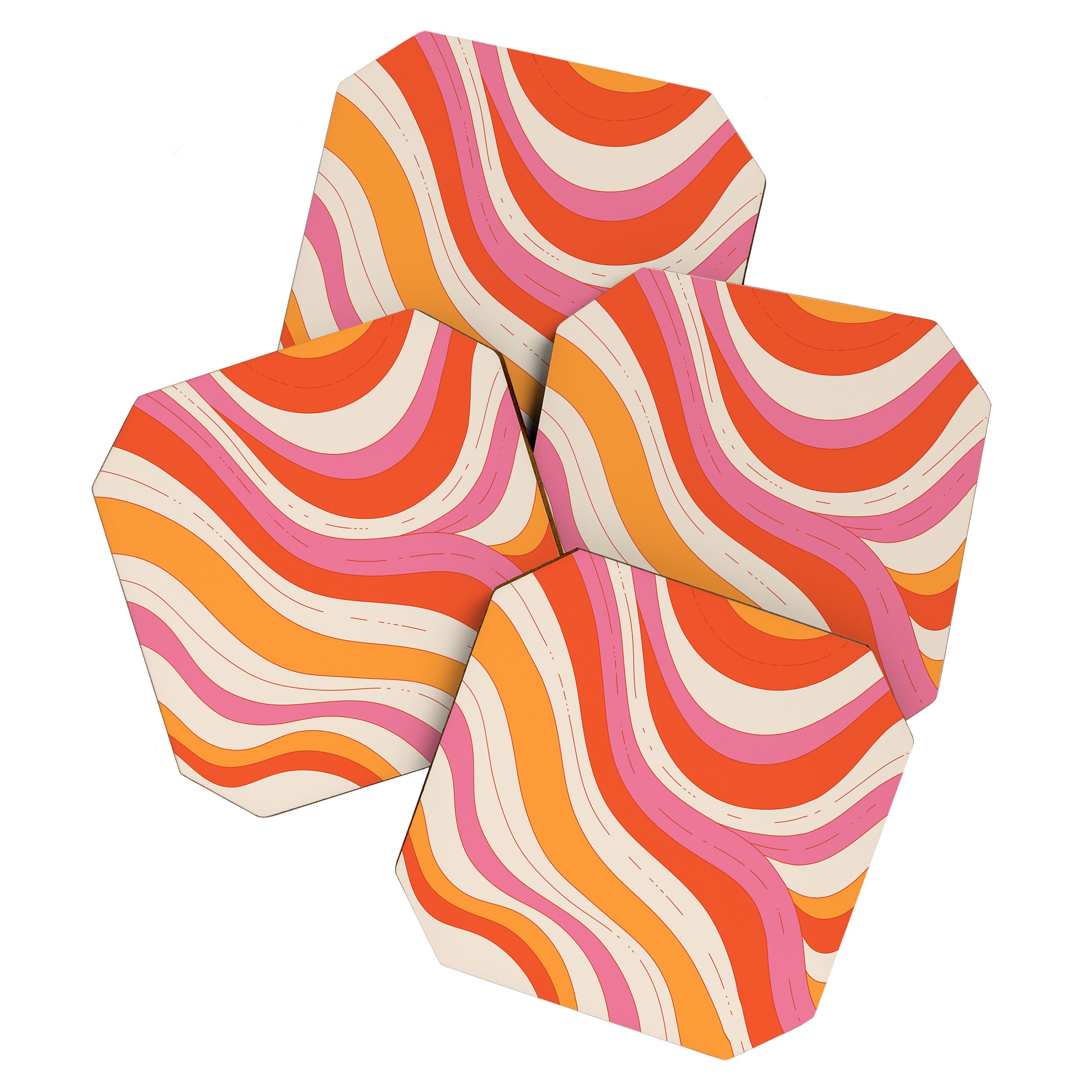 Orange Pink Abstract Retro 70s Coaster Gallery Image 1