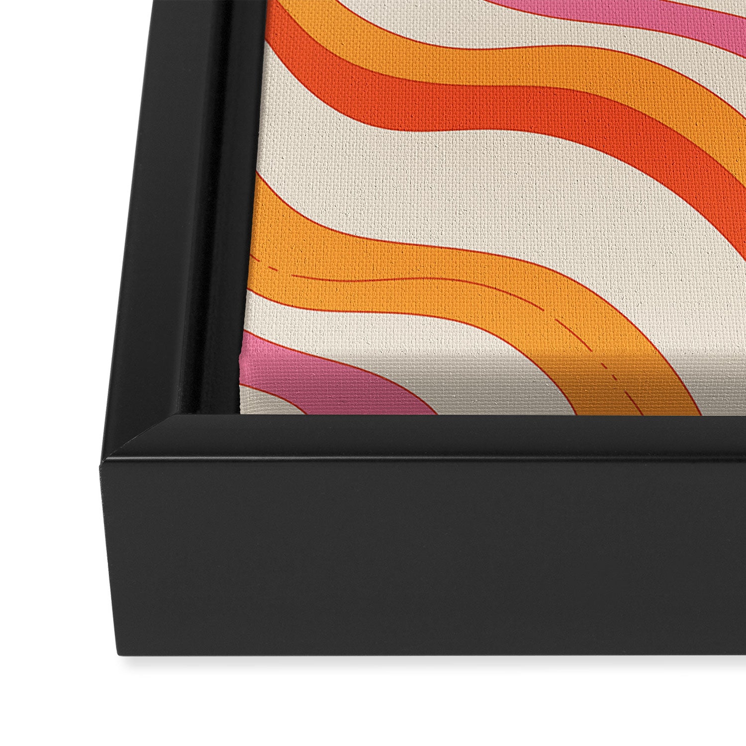 Orange Pink Abstract Retro 70s Framed Canvas Print Gallery Image 3