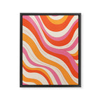 Orange Pink Abstract Retro 70s Framed Canvas Print Gallery Image 6