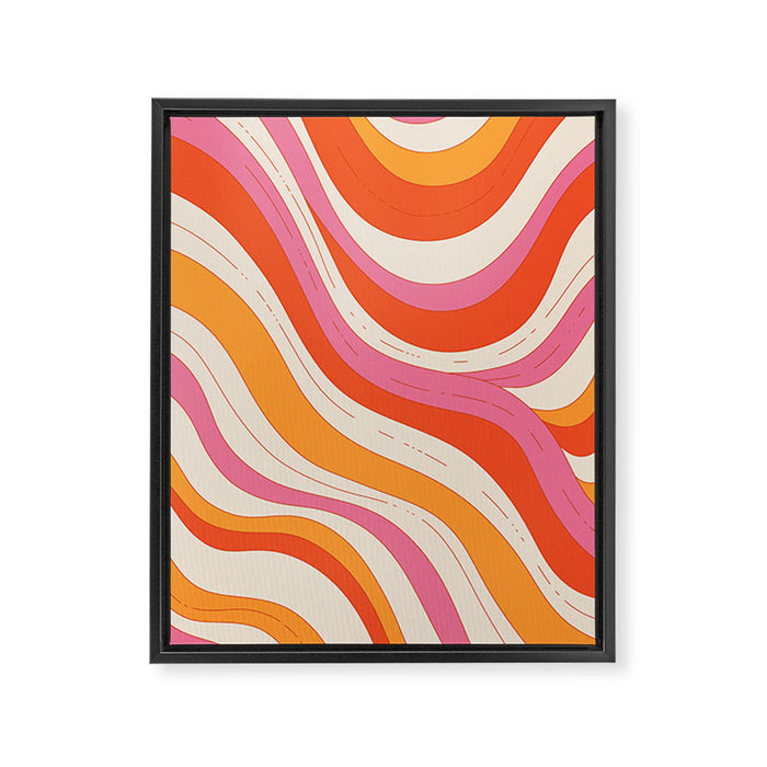 Orange Pink Abstract Retro 70s Framed Canvas Print Gallery Image 1