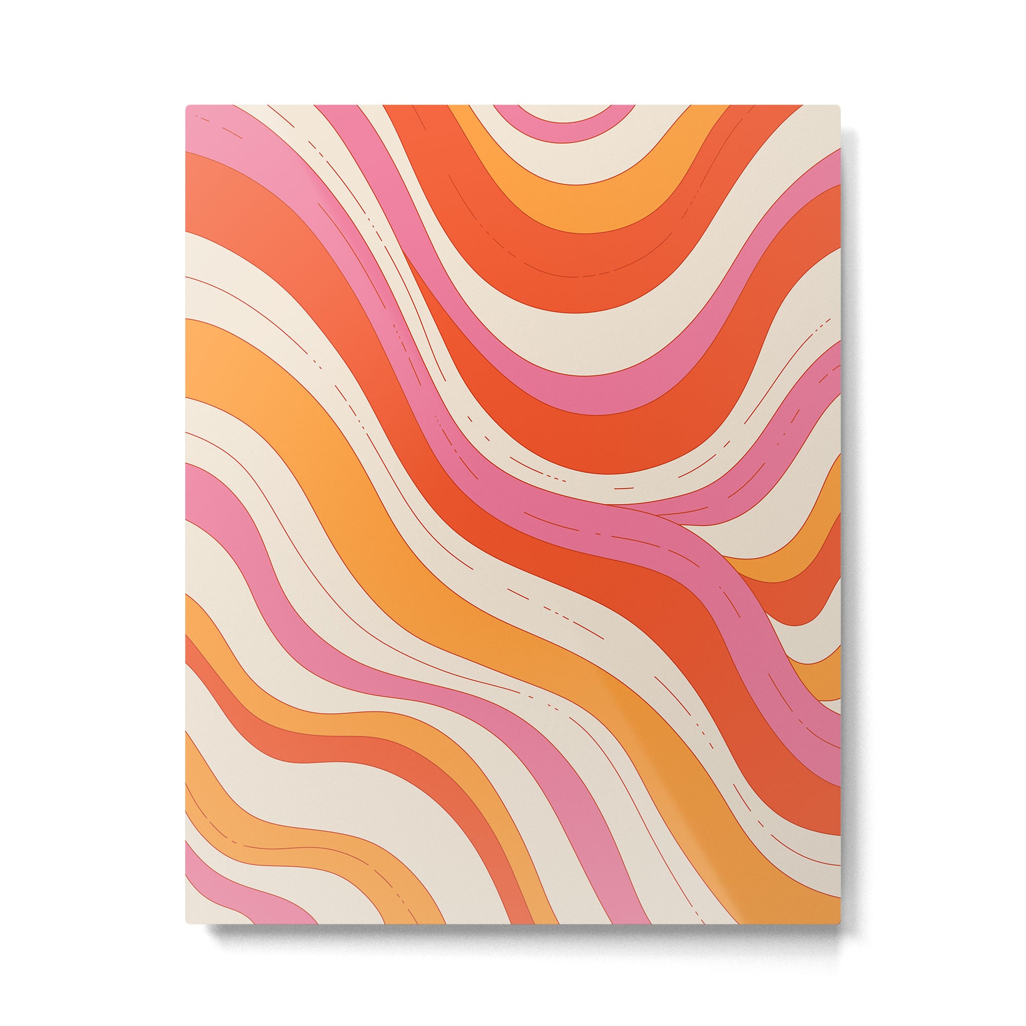Orange Pink Abstract Retro 70s Metal Print Gallery Image 4