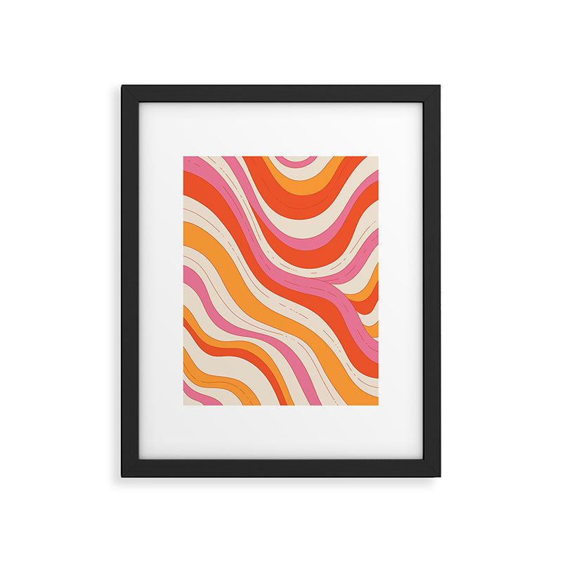 Orange Pink Abstract Retro 70s Framed Art Print Gallery Image 5