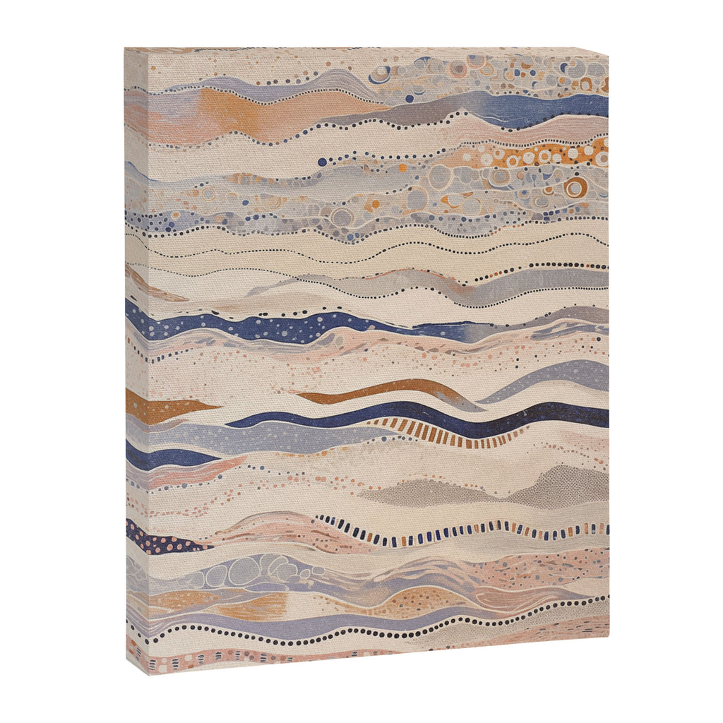 Organic Earth Tones Abstract - Flowing Minimalist Pattern with Waves Dots Canvas Print Gallery Image 6