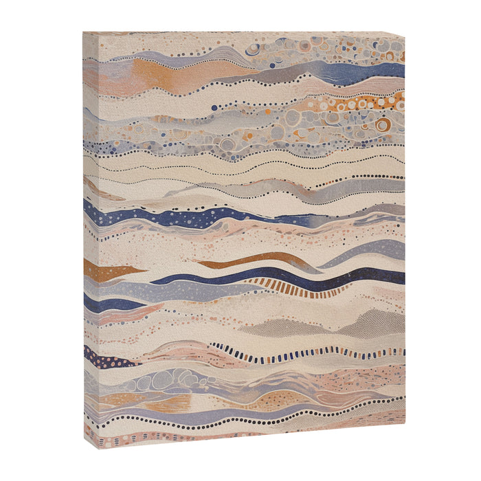 Organic Earth Tones Abstract - Flowing Minimalist Pattern with Waves Dots Canvas Print Gallery Image 1