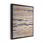 Organic Earth Tones Abstract - Flowing Minimalist Pattern with Waves Dots Framed Canvas Print Gallery Image 2